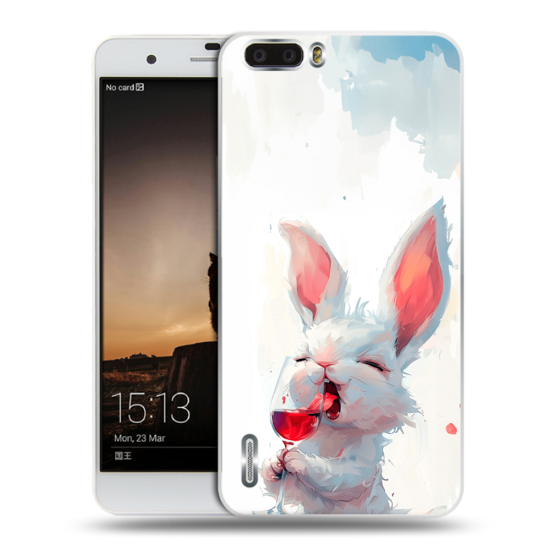 Силиконовый чехол на Huawei Honor 6 Plus с принтом кролик зайчик Силиконовый чехол на Huawei Honor 6 Plus с принтом кролик зайчик