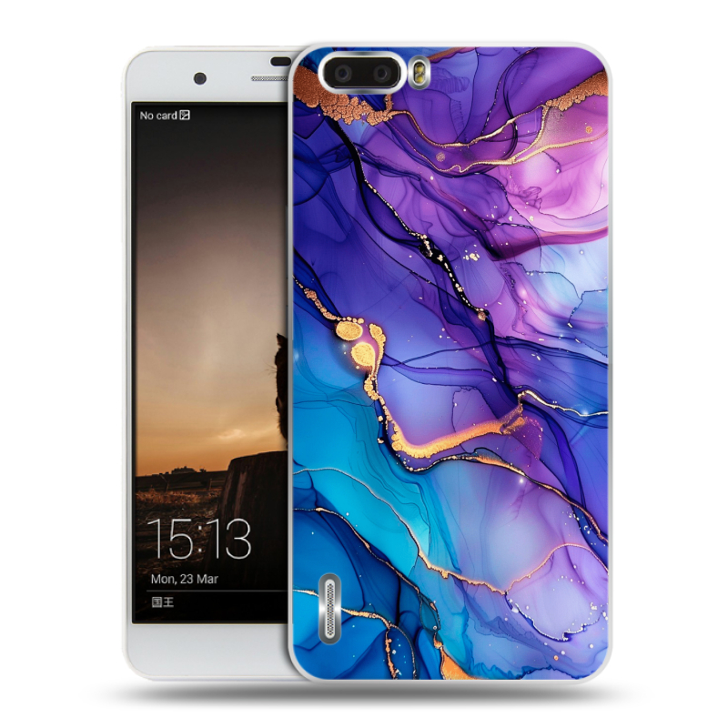 Пластиковый чехол на Huawei Honor 6 Plus с принтом синий мрамор Пластиковый чехол на Huawei Honor 6 Plus с принтом синий мрамор