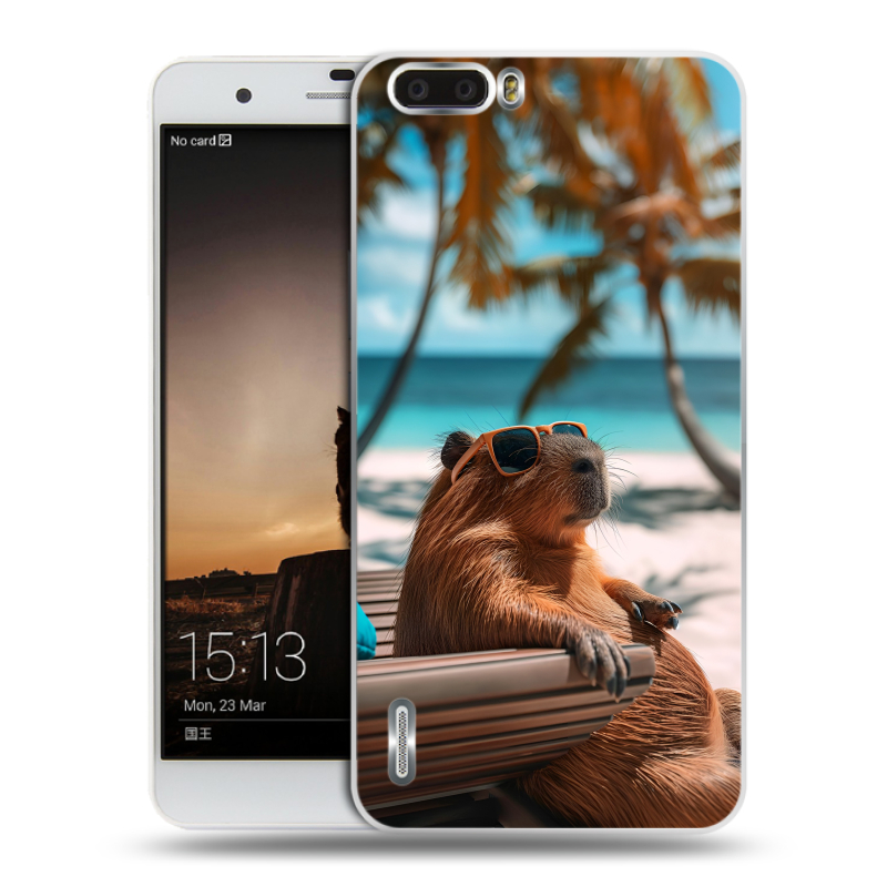 Силиконовый чехол на Huawei Honor 6 Plus с принтом Капибара Силиконовый чехол на Huawei Honor 6 Plus с принтом Капибара