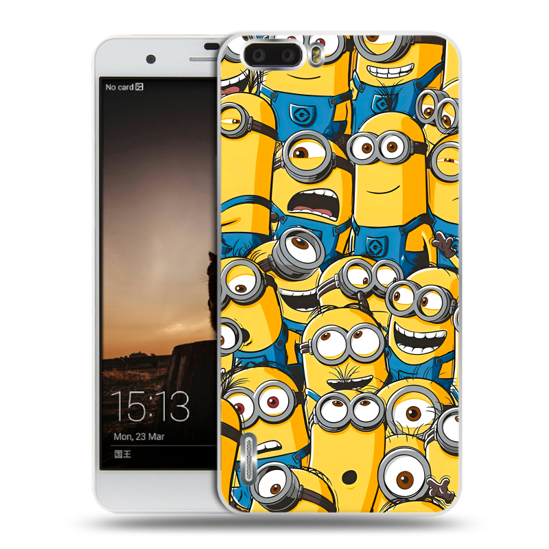 Силиконовый чехол на Huawei Honor 6 Plus с принтом Миньоны Силиконовый чехол на Huawei Honor 6 Plus с принтом Миньоны