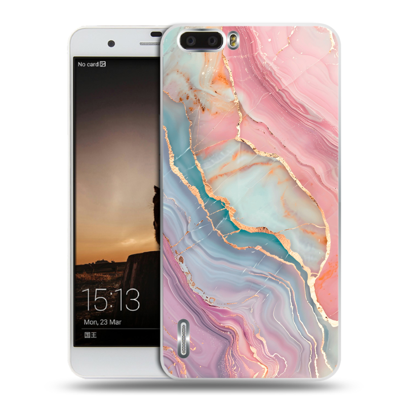 Силиконовый чехол на Huawei Honor 6 Plus с принтом розовый мрамор Силиконовый чехол на Huawei Honor 6 Plus с принтом розовый мрамор