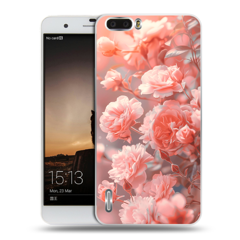 Силиконовый чехол на Huawei Honor 6 Plus с принтом Розы цветы Силиконовый чехол на Huawei Honor 6 Plus с принтом Розы цветы