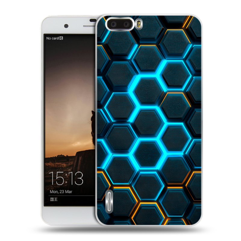 Силиконовый чехол на Huawei Honor 6 Plus с принтом Неоновые соты Силиконовый чехол на Huawei Honor 6 Plus с принтом Неоновые соты