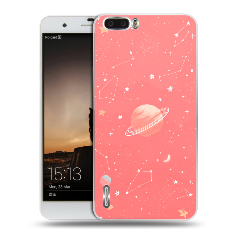 Силиконовый чехол на Huawei Honor 6 Plus с принтом Розовый космос Силиконовый чехол на Huawei Honor 6 Plus с принтом Розовый космос