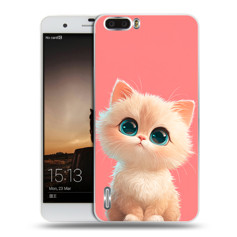 Силиконовый чехол на Huawei Honor 6 Plus с принтом Розовый котенок Силиконовый чехол на Huawei Honor 6 Plus с принтом Розовый котенок