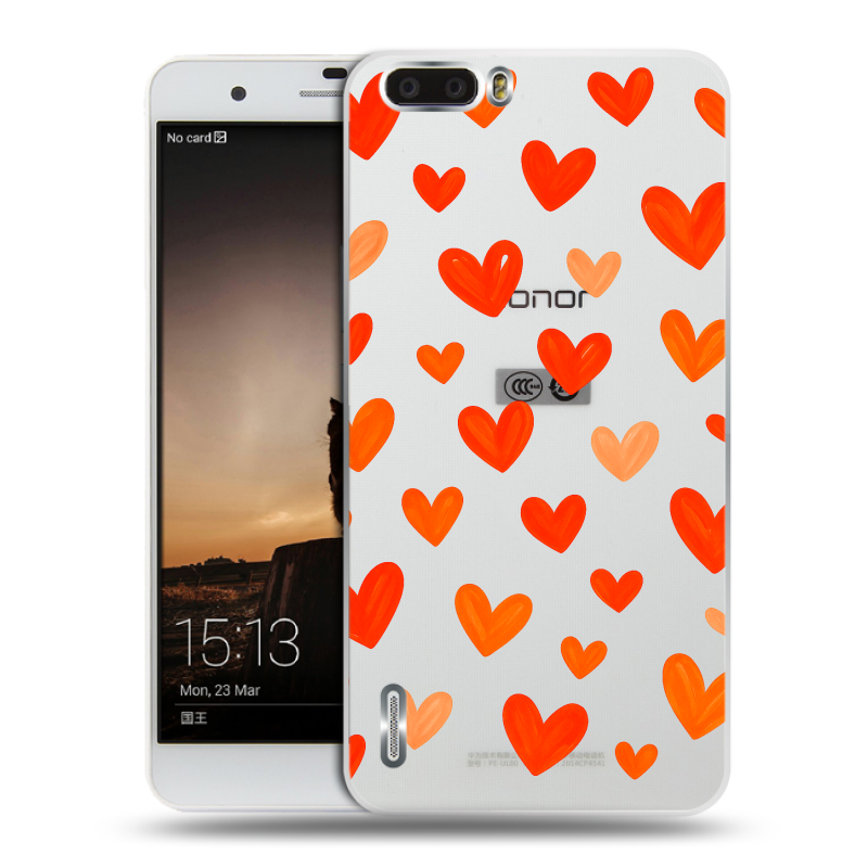 Силиконовый чехол на Huawei Honor 6 Plus с принтом Сердечки Силиконовый чехол на Huawei Honor 6 Plus с принтом Сердечки