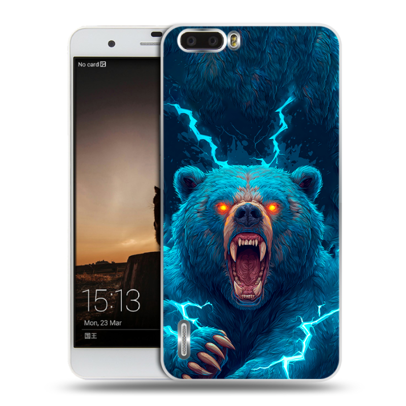 Силиконовый чехол на Huawei Honor 6 Plus с принтом Медведь Силиконовый чехол на Huawei Honor 6 Plus с принтом Медведь