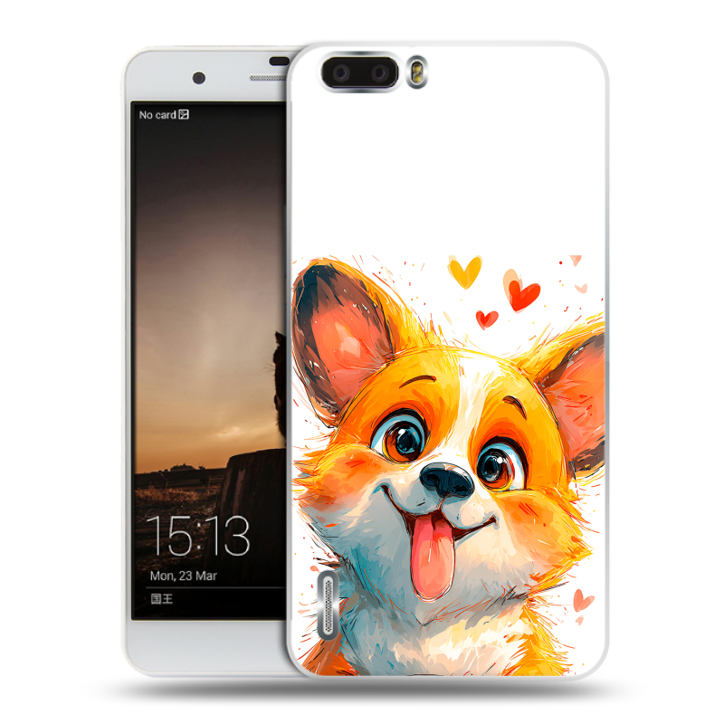 Силиконовый чехол на Huawei Honor 6 Plus с принтом корги Силиконовый чехол на Huawei Honor 6 Plus с принтом корги