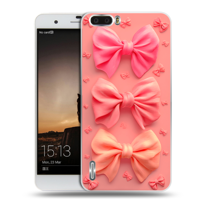 Силиконовый чехол на Huawei Honor 6 Plus с принтом Розовые бантики Силиконовый чехол на Huawei Honor 6 Plus с принтом Розовые бантики