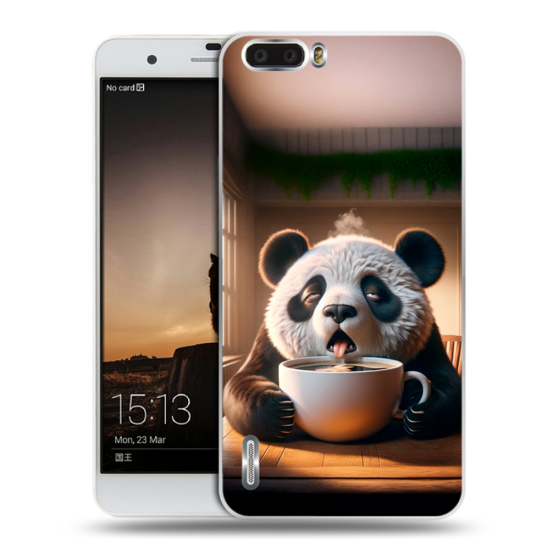 Силиконовый чехол на Huawei Honor 6 Plus с принтом смешная панда Силиконовый чехол на Huawei Honor 6 Plus с принтом смешная панда