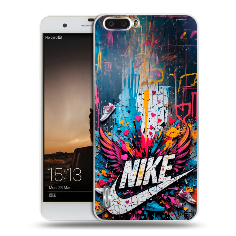 Силиконовый чехол на Huawei Honor 6 Plus с принтом Nike Найк Силиконовый чехол на Huawei Honor 6 Plus с принтом Nike Найк