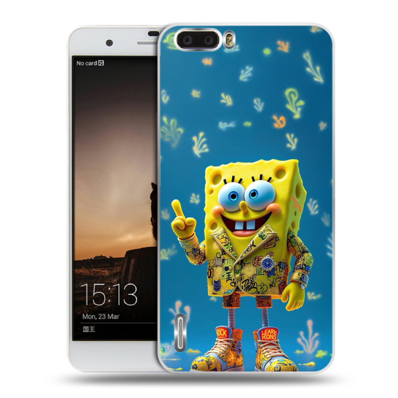 Силиконовый чехол на Huawei Honor 6 Plus с принтом Спанч боб Спанчбоб Силиконовый чехол на Huawei Honor 6 Plus с принтом Спанч боб Спанчбоб