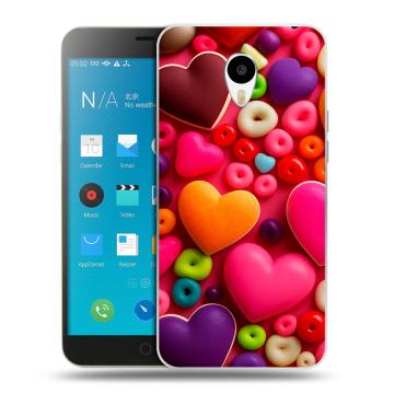 Пластиковый чехол на Meizu M1 Note с принтом Сердечки