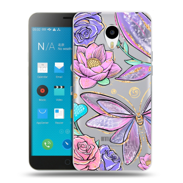 Пластиковый чехол на Meizu M1 Note с принтом Бабочки и цветы