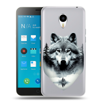 Пластиковый чехол на Meizu M1 Note с принтом Волк в лесу