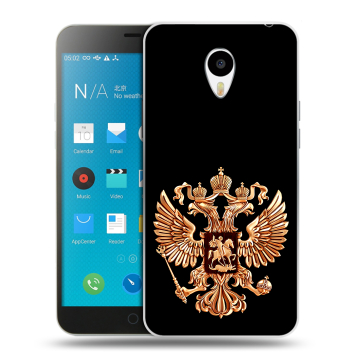 Пластиковый чехол на Meizu M1 Note с принтом Герб России золотой