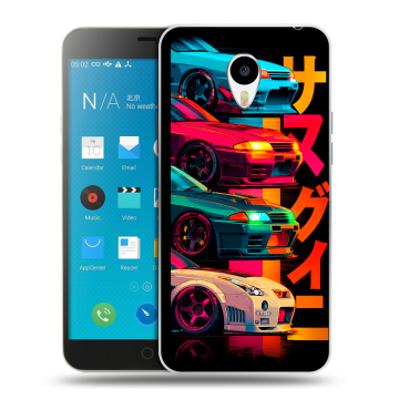 Пластиковый чехол на Meizu M1 Note с принтом Гоночные машины