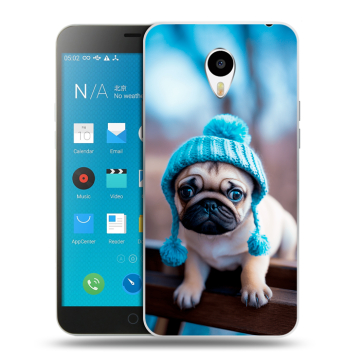 Пластиковый чехол на Meizu M1 Note с принтом Мопс в шапке