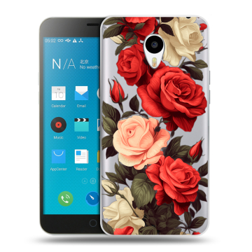 Пластиковый чехол на Meizu M1 Note с принтом Розы