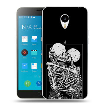 Пластиковый чехол на Meizu M1 Note с принтом Поцелуй скелетов