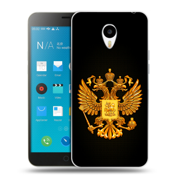 Пластиковый чехол на Meizu M1 Note с принтом Герб России желтый