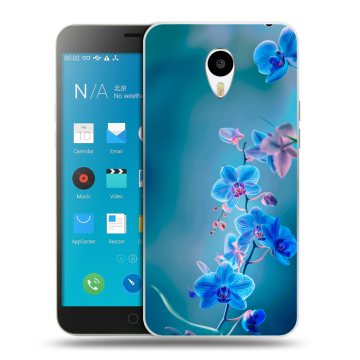 Пластиковый чехол на Meizu M1 Note с принтом Голубые цветы