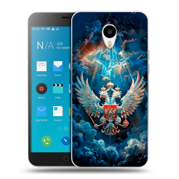Пластиковый чехол на Meizu M1 Note с принтом Герб флаг России