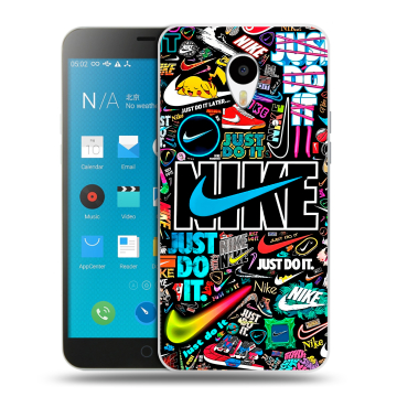Пластиковый чехол на Meizu M1 Note с принтом найк nike черный