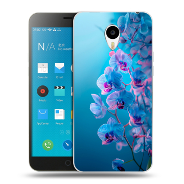 Пластиковый чехол на Meizu M1 Note с принтом голубые орхидеи