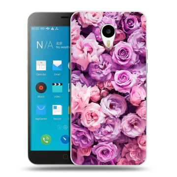 Пластиковый чехол на Meizu M1 Note с принтом лавандовые розы