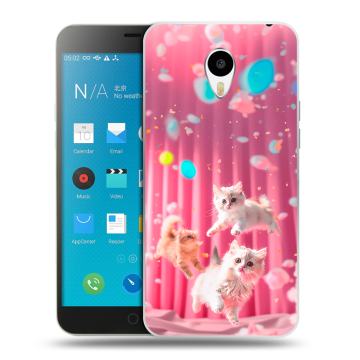 Пластиковый чехол на Meizu M1 Note с принтом милые котики