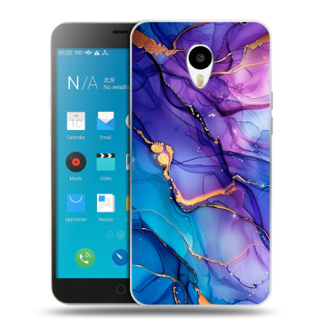 Пластиковый чехол на Meizu M1 Note с принтом синий мрамор