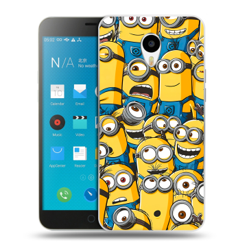 Пластиковый чехол на Meizu M1 Note с принтом Миньоны