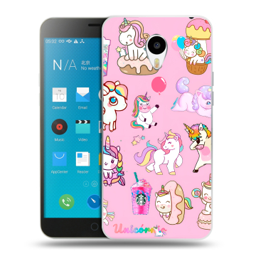 Пластиковый чехол на Meizu M1 Note с принтом розовые единороги