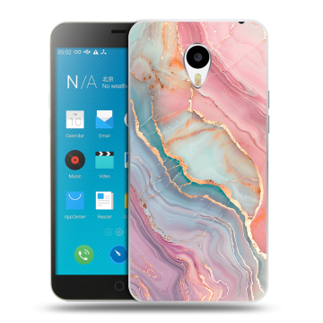 Пластиковый чехол на Meizu M1 Note с принтом розовый мрамор