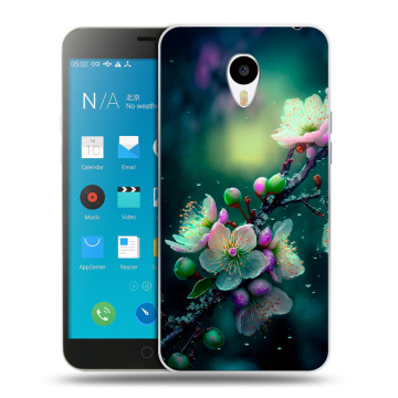 Пластиковый чехол на Meizu M1 Note с принтом Цветы и мрамор