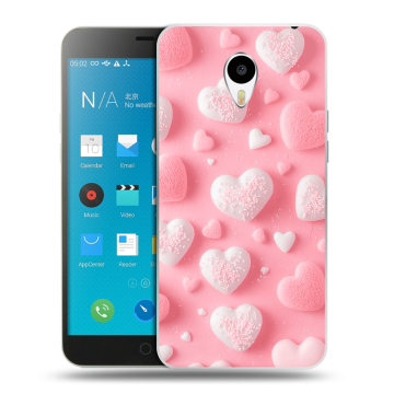 Пластиковый чехол на Meizu M1 Note с принтом Сердечки