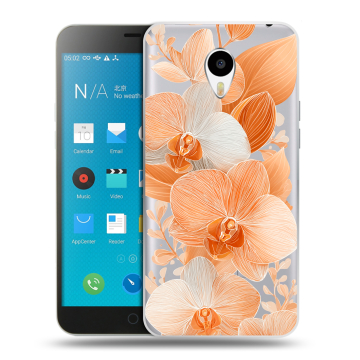 Пластиковый чехол на Meizu M1 Note с принтом Бежевые цветы