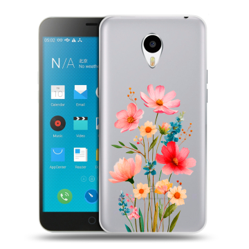 Пластиковый чехол на Meizu M1 Note с принтом Цветы