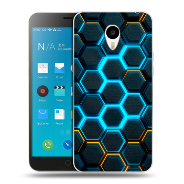 Пластиковый чехол на Meizu M1 Note с принтом Неоновые соты