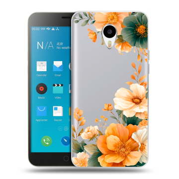 Пластиковый чехол на Meizu M1 Note с принтом Цветы принт