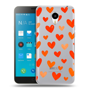 Пластиковый чехол на Meizu M1 Note с принтом Сердечки