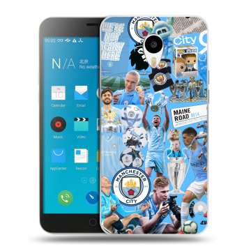 Пластиковый чехол на Meizu M1 Note с принтом Man City Манчестер Сити