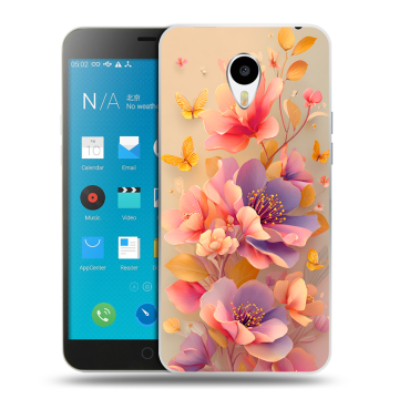 Пластиковый чехол на Meizu M1 Note с принтом Цветы и бабочки