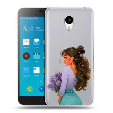 Пластиковый чехол на Meizu M1 Note с принтом девушка цветы