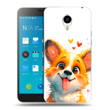 Пластиковый чехол на Meizu M1 Note с принтом корги