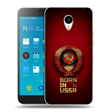 Пластиковый чехол на Meizu M1 Note с принтом Флаг Герб СССР