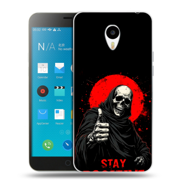 Пластиковый чехол на Meizu M1 Note с принтом смешной скелет