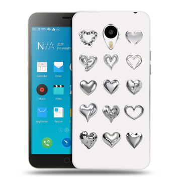 Пластиковый чехол на Meizu M1 Note с принтом Y2K сердечки