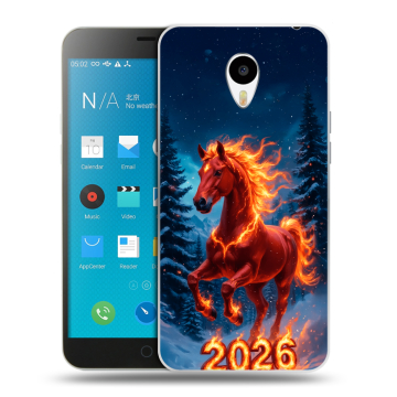 Пластиковый чехол на Meizu M1 Note с принтом Новый год коня